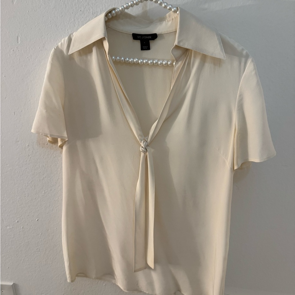 St Johns CreamSilk Tie blouse size 4